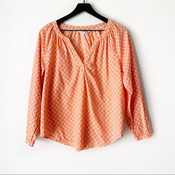 Boden Tops - Boden Printed Cotton Popover Blouse Orange Size 8